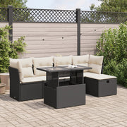 Loungeset 6-delig poly rattan zwart
