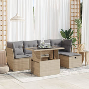 Loungeset 6-delig poly rattan beige