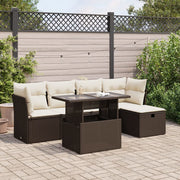 Loungeset 6-delig poly rattan bruin