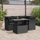 5-Piece Loungeset with Cushions Poly Rattan Black