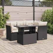 Loungeset poly rattan 5-delig zwart