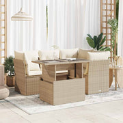 Loungeset 5-delig poly rattan beige