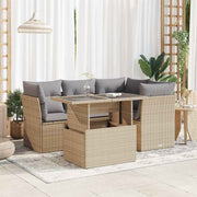 Loungeset 5-delig poly rattan beige