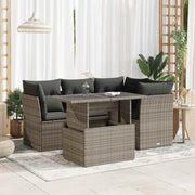 Loungeset 5-delig poly rattan grijs