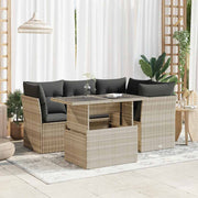 Loungeset 5-delig poly rattan lichtgrijs