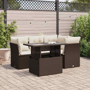 Loungeset 5-delig poly rattan bruin