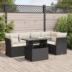 6-piece Lounge Set with Cushions Poly Rattan Black