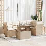 Loungeset 6-delig poly rattan beige