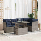 Loungeset 6-delig poly rattan grijs acacia