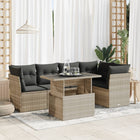 6-piece Lounge Set with cushions poly rattan light grey