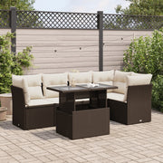 Loungeset 6-delig poly rattan bruin