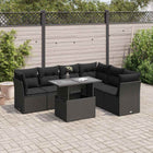 7-piece lounge set with cushions poly rattan black