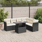 7-piece lounge set with cushions poly rattan black