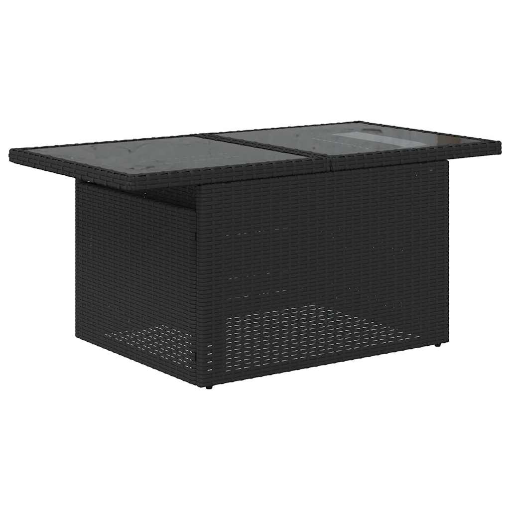 7-delige Loungeset met kussens poly rattan acacia zwart