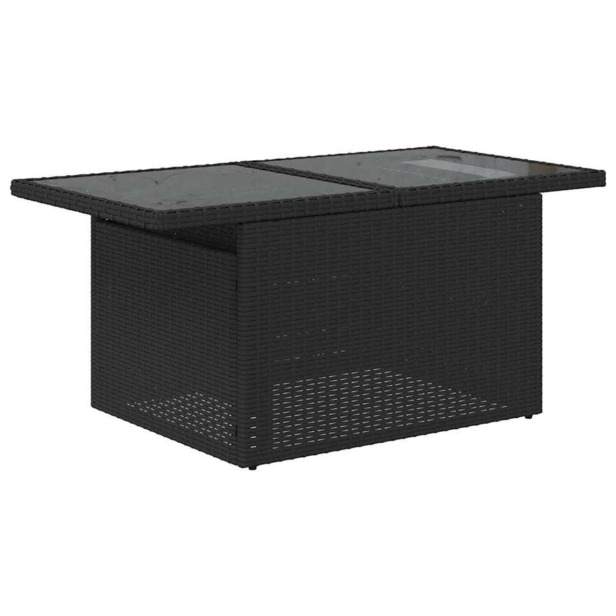 7-delige Loungeset met kussens poly rattan acacia zwart