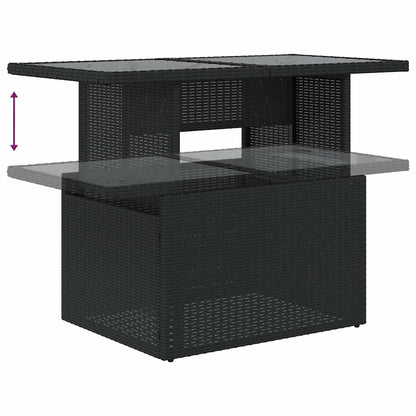 7-delige Loungeset met kussens poly rattan acacia zwart