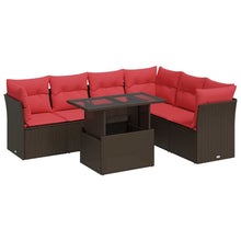 7-Delige Loungeset Met Kussens Poly Rattan Acacia Grijs 1 Bruin