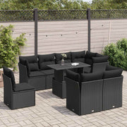 Loungeset 9-delig poly rattan zwart