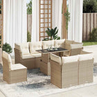 9-delige Loungeset met kussens poly rattan beige