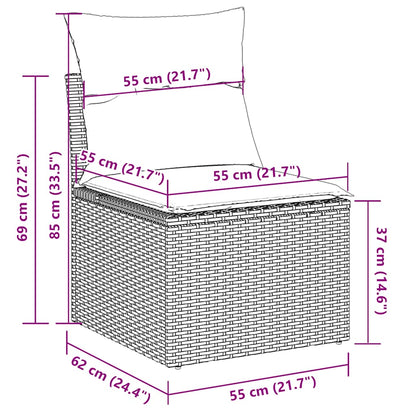 9-Delige Loungeset Met Kussens Poly Rattan Acacia 1 Grijs