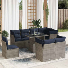 9-Delige Loungeset Met Kussens Poly Rattan Acacia 1 Grijs