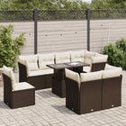 9-delige Loungeset met kussens poly rattan bruin