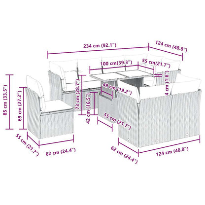 9-Delige Loungeset Met Kussens Poly Rattan Acacia 1 Bruin