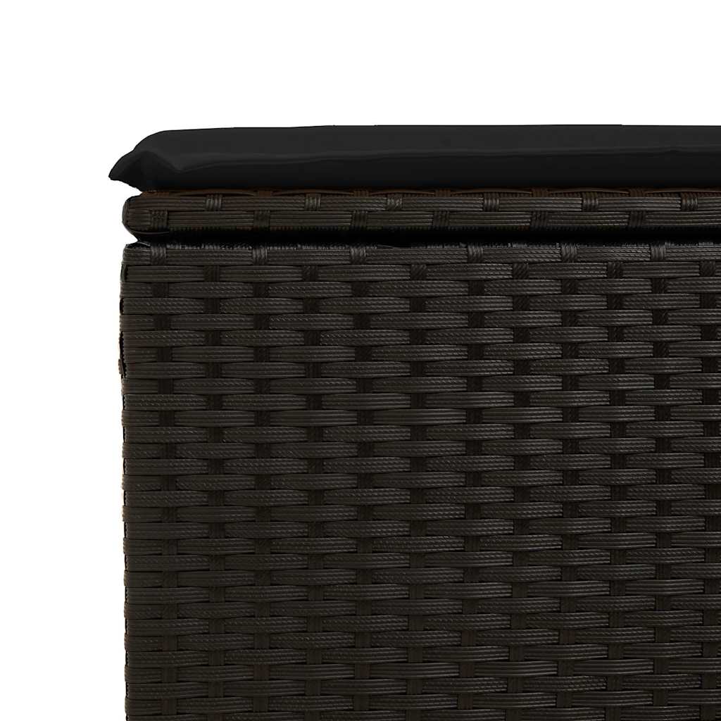 7-delige Loungeset met kussens poly rattan zwart