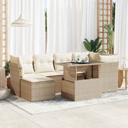 Loungeset 7-delig poly rattan beige