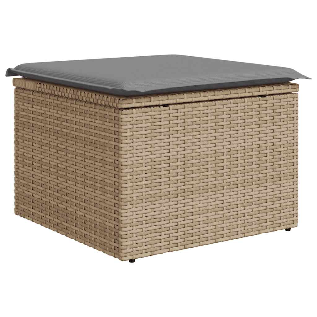 7-delige Loungeset met kussens poly rattan beige