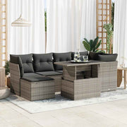 Loungeset 7-delig poly rattan grijs