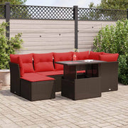 Loungeset 7-delig poly rattan acacia bruin