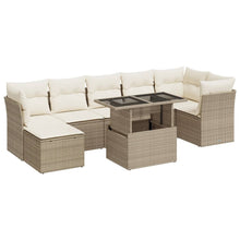 8-delige Loungeset met kussens poly rattan beige