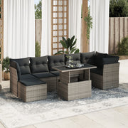 Loungeset 8-delig poly rattan grijs