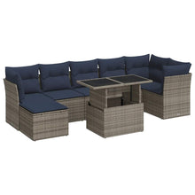 7-delige Loungeset met kussens poly rattan acacia grijs