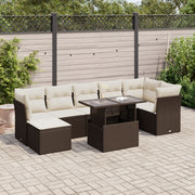 Loungeset poly rattan bruin 8-delig