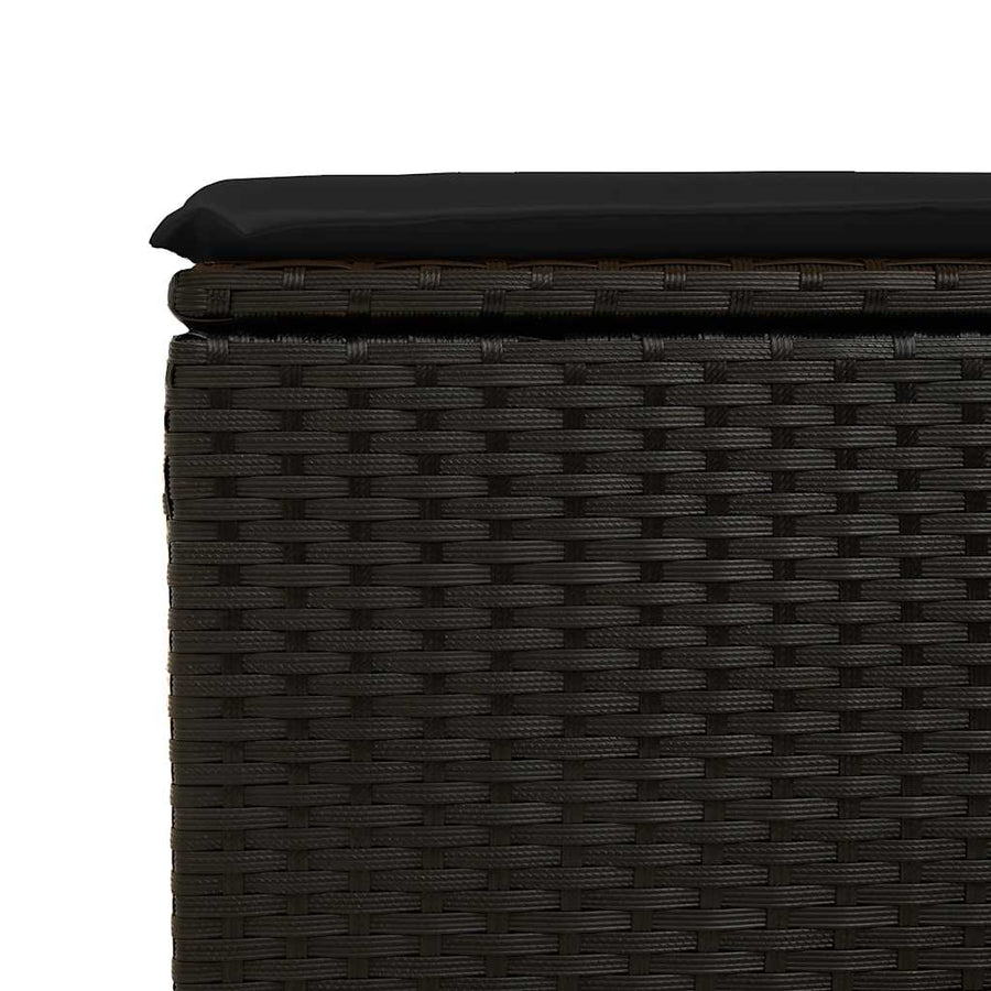 9-delige Loungeset met kussens poly rattan zwart