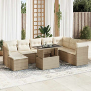 Loungeset 9-delig poly rattan beige