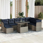 Loungeset 9-delig poly rattan acacia grijs