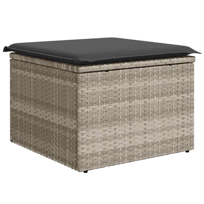 9-delige Loungeset met kussens poly rattan lichtgrijs