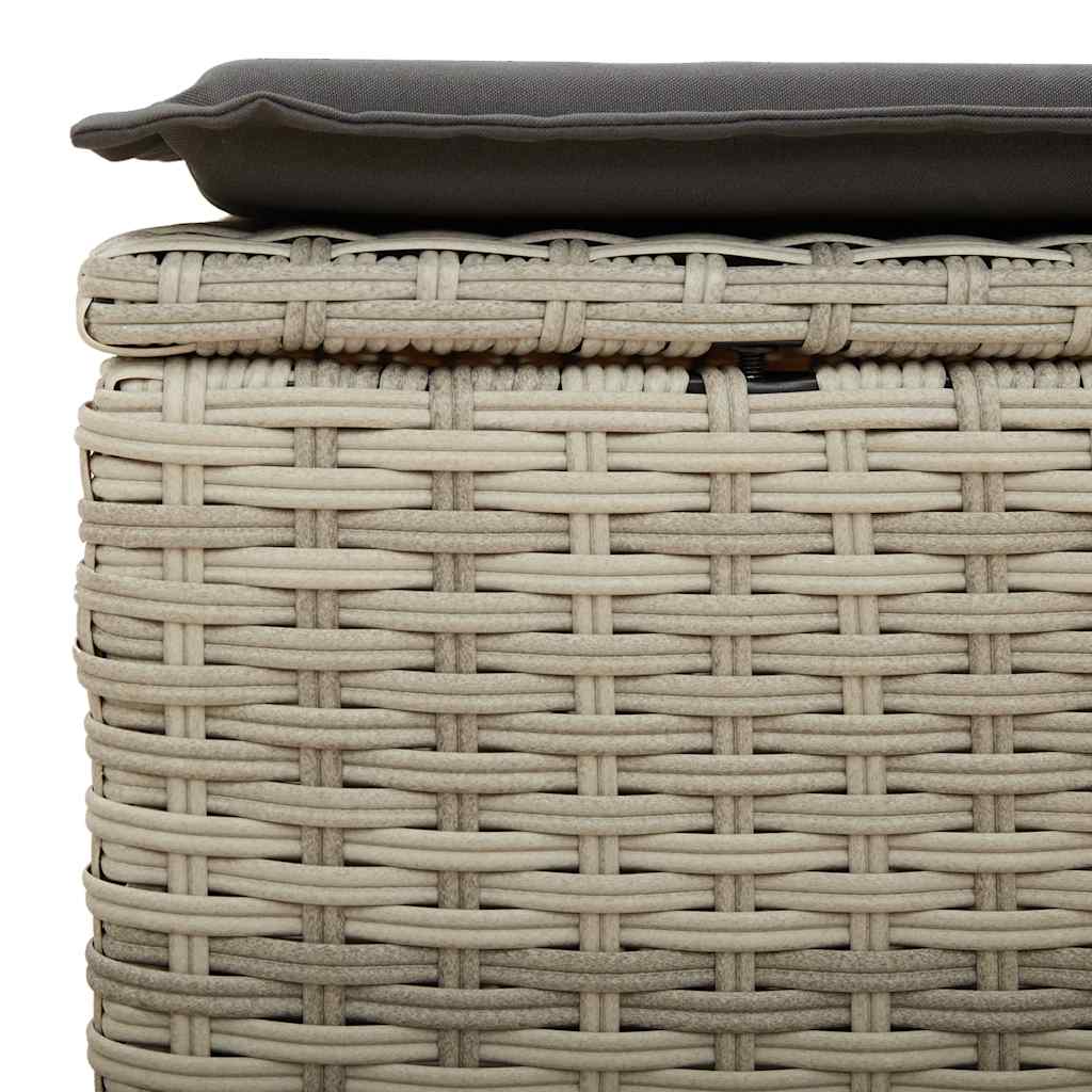 9-delige Loungeset met kussens poly rattan lichtgrijs