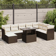Loungeset 9-delig poly rattan bruin