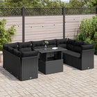 Loungeset poly rattan zwart 10-delig