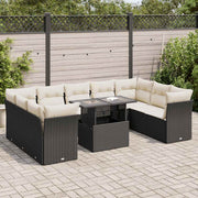 Loungeset 10-delig poly rattan zwart