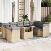 Loungeset 10-delig poly rattan beige