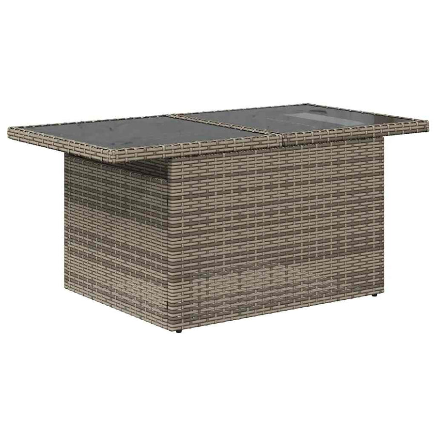 10-delige Loungeset met kussens poly rattan grijs