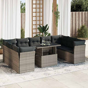 Loungeset 10-delig poly rattan grijs