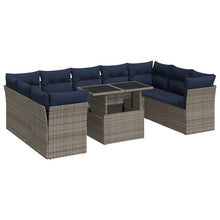 10-Delige Loungeset Met Kussens Poly Rattan Acacia Grijs