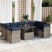 Loungeset 10-delig poly rattan acacia grijs