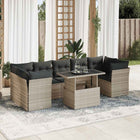 10-delige Loungeset met kussens poly rattan lichtgrijs